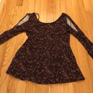 Purple cold shoulder top